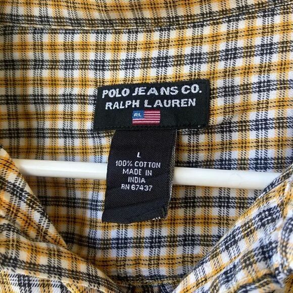 Ralph Lauren Polo Jeans Company Men's L Plaid Flannel Long Sleeve Button Up - Picture 2 of 4